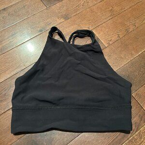 Lululemon Energy Bra High Neck Long Line Rib - Size 6 Black